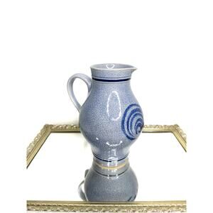 1970s Marzi & Remy Blue Salt Glaze German Pottery Pitcher Marked